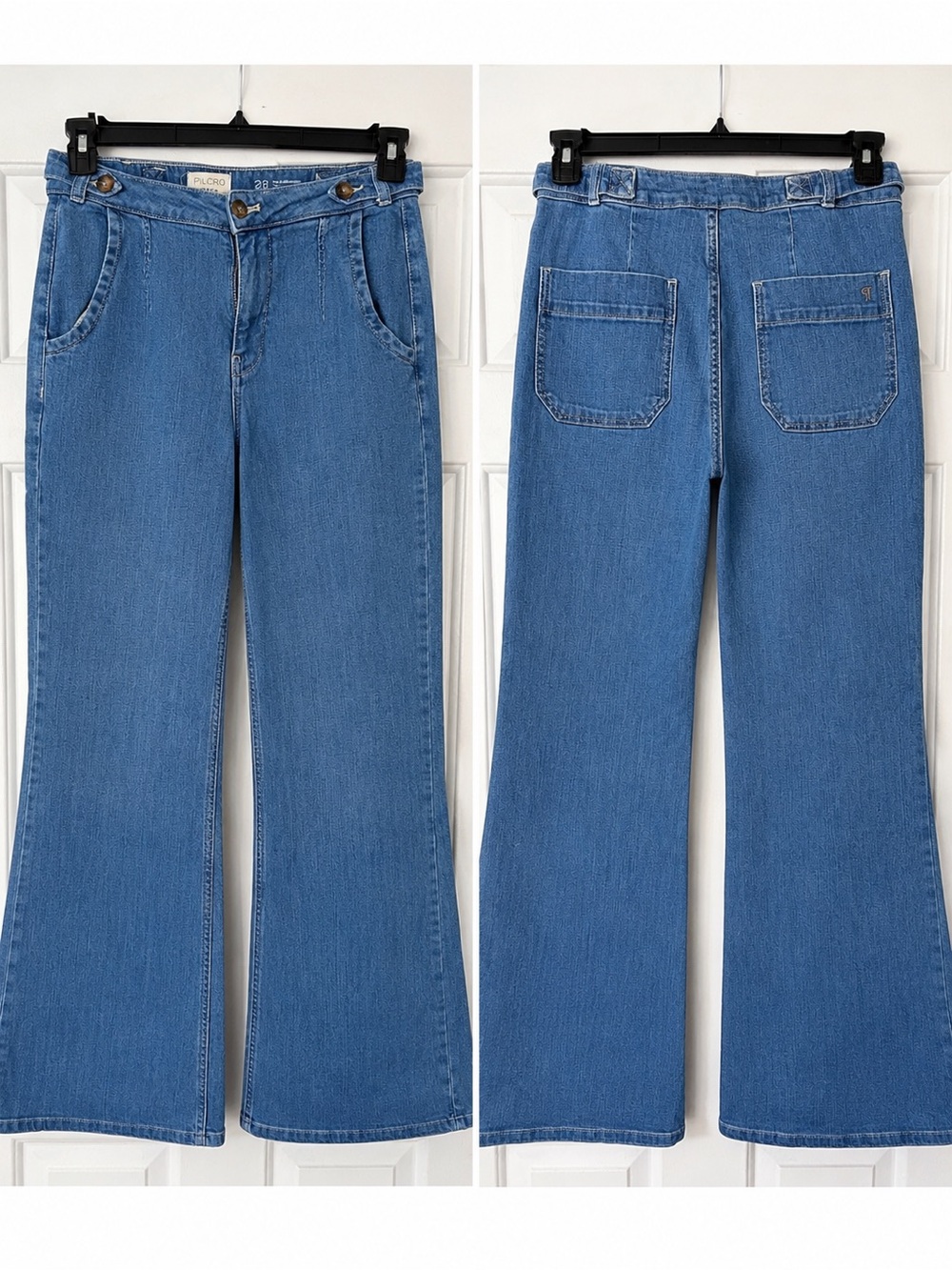 Pilcro Medium Blue High-Rise Flare Jeans